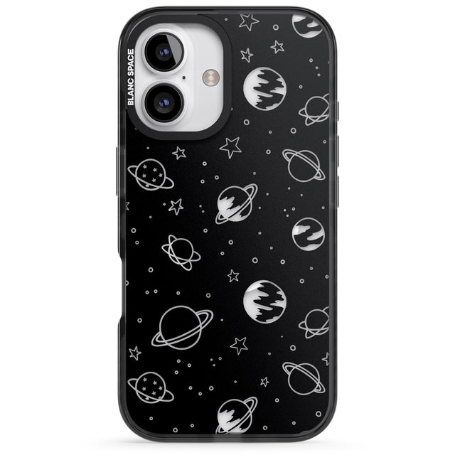 iPhone 16 Pro Max Cosmic Outer Space Design Clear on Black Black Impact Phone Case