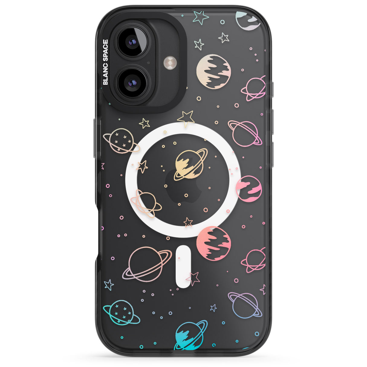 iPhone 16 Pro Max Cosmic Outer Space Design Pastels on Clear Black Impact Phone Case