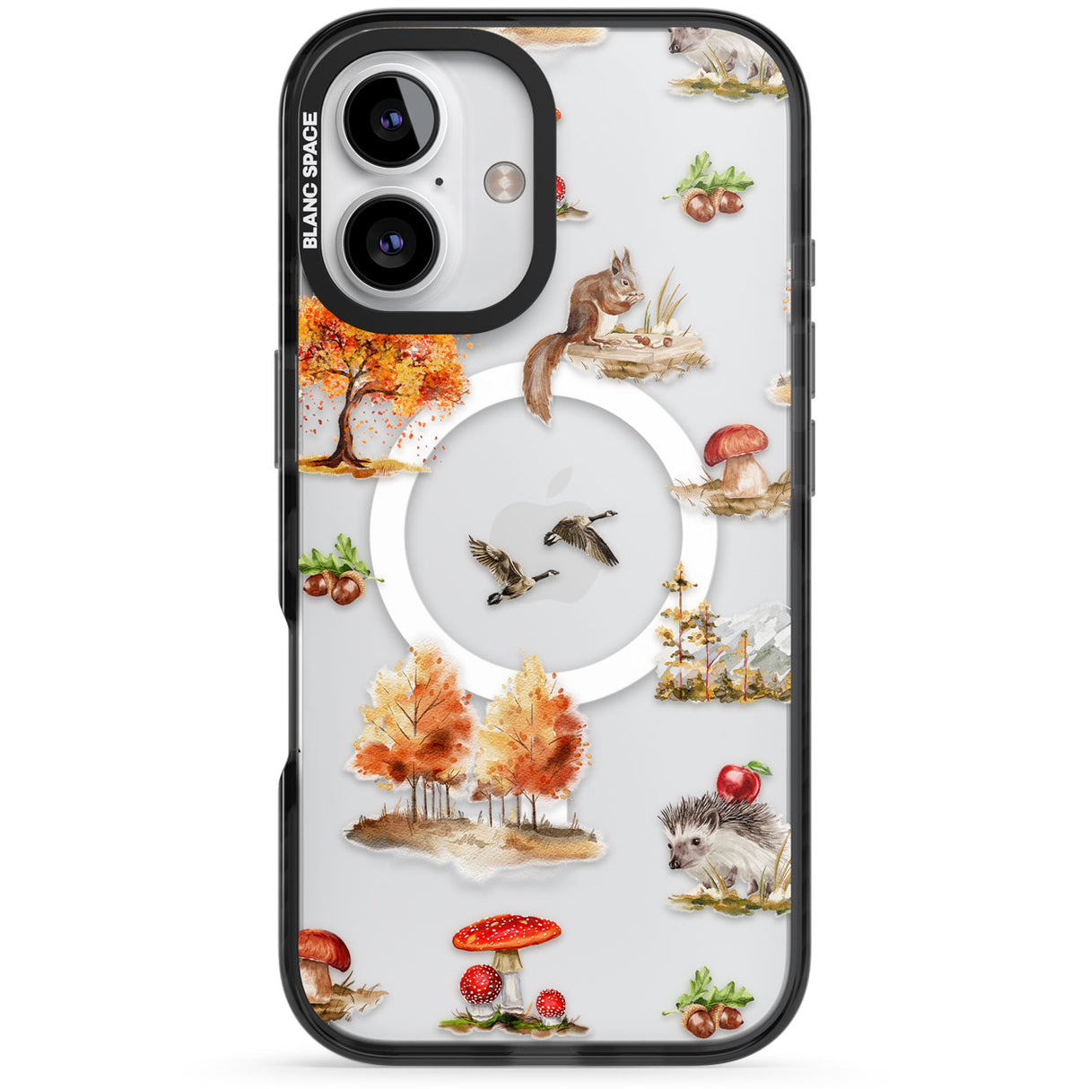 Fall Forest Friends Black Impact Magsafe Phone Case for iPhone 16, iPhone 16 Plus