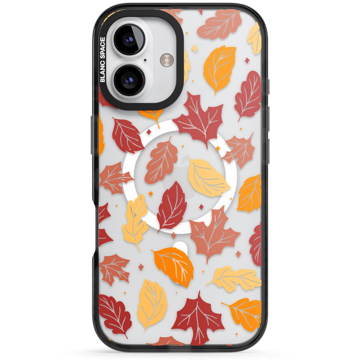 Autumn Leaves Black Impact Magsafe Phone Case for iPhone 16, iPhone 16 Plus