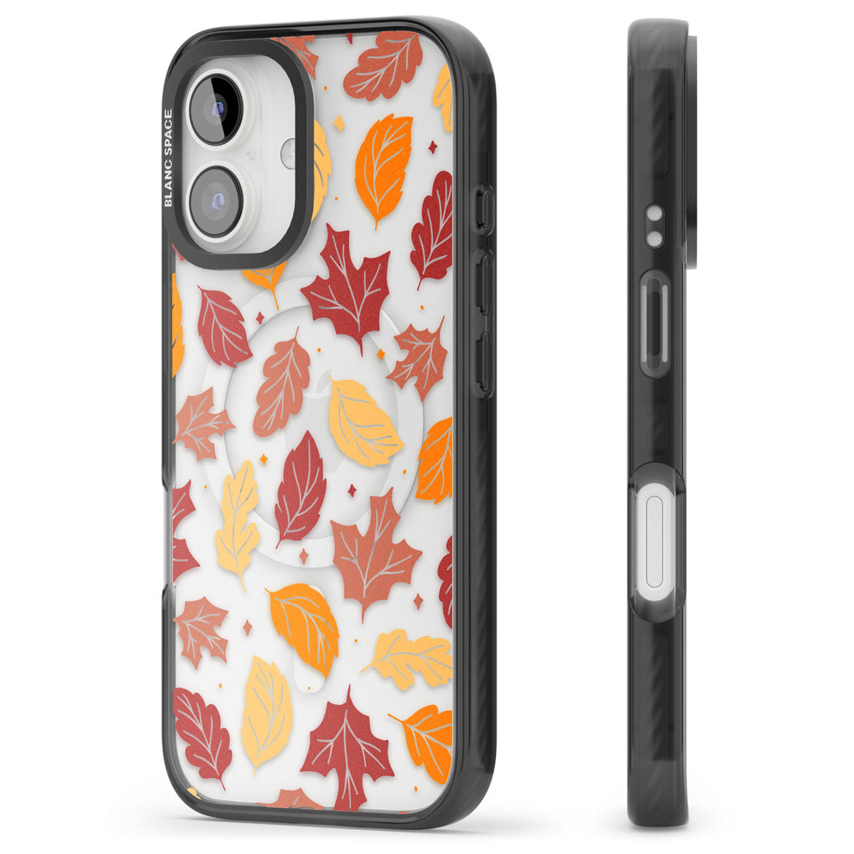 Autumn Leaves Black Impact Magsafe Phone Case for iPhone 16, iPhone 16 Plus