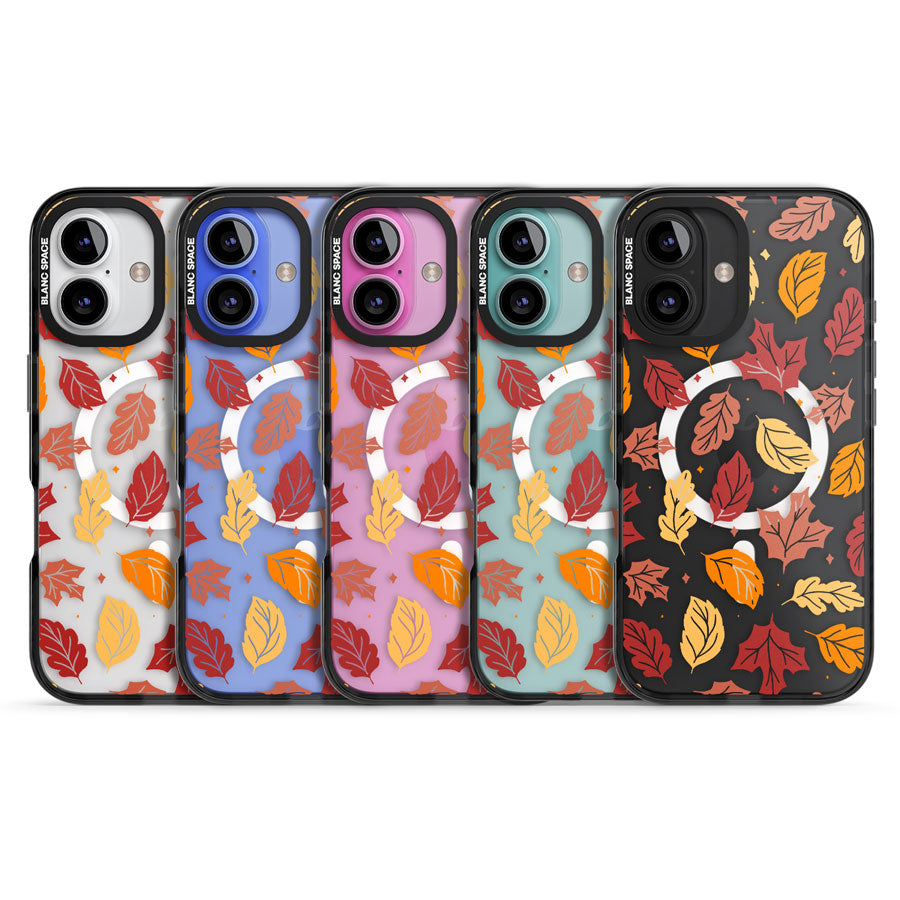 Autumn Leaves Black Impact Magsafe Phone Case for iPhone 16, iPhone 16 Plus