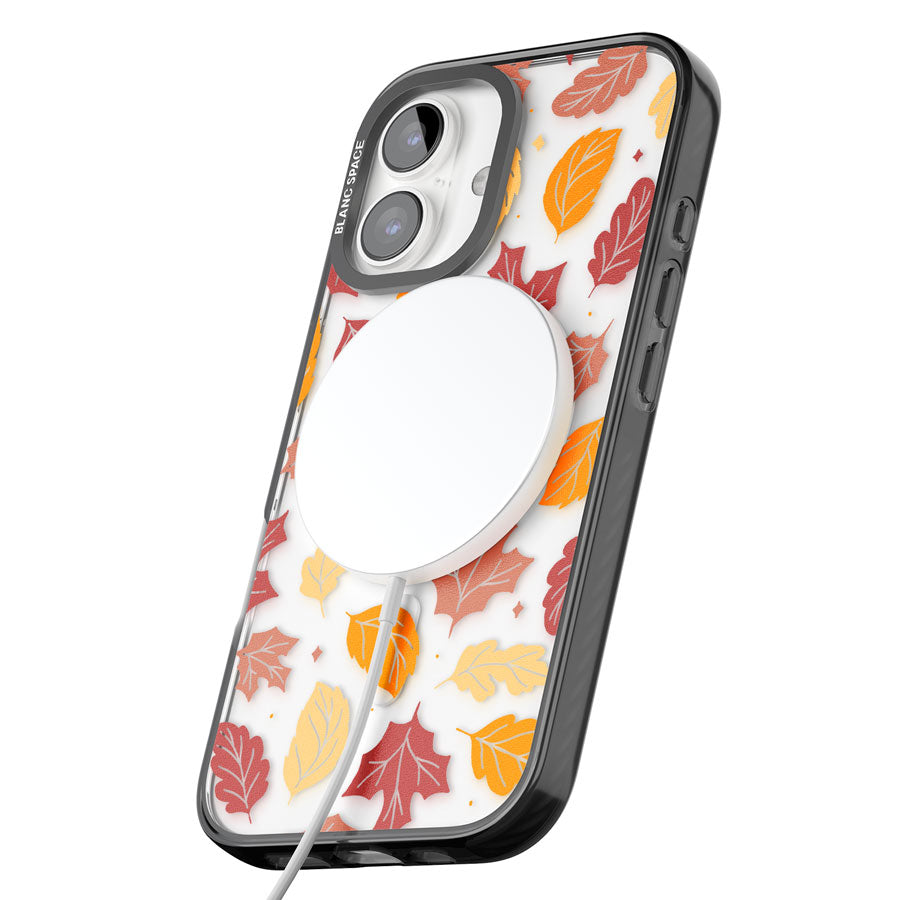 Autumn Leaves Black Impact Magsafe Phone Case for iPhone 16, iPhone 16 Plus