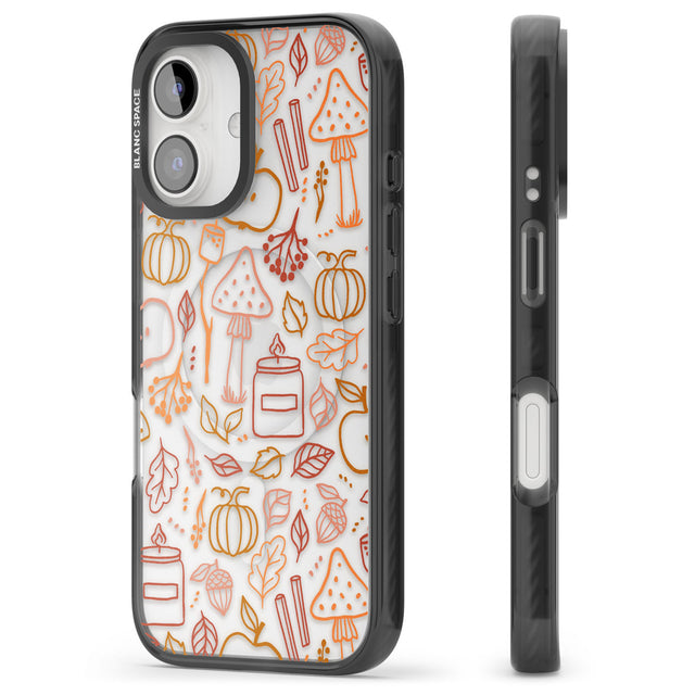 Autumn Line Pattern Black Impact Magsafe Phone Case for iPhone 16, iPhone 16 Plus