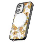 Boho Sunflowers Black Impact Magsafe Phone Case for iPhone 16, iPhone 16 Plus