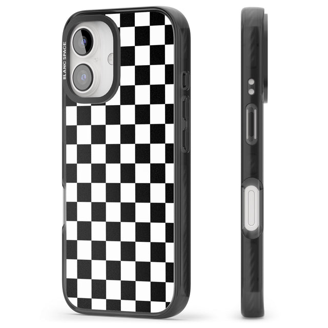 iPhone 16 Pro Max Black Checkered Black Impact Phone Case