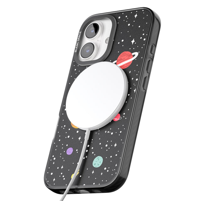 iPhone 16 Pro Max Cute Cartoon Planets Black Impact Phone Case