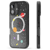 iPhone 16 Pro Max Cute Cartoon Planets (Clear) Black Impact Phone Case