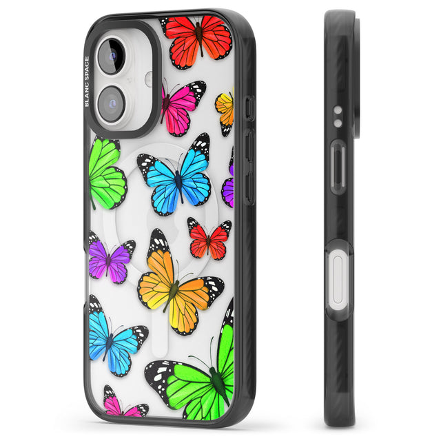 iPhone 16 Pro Max Vibrant Butterflies Black Impact Phone Case