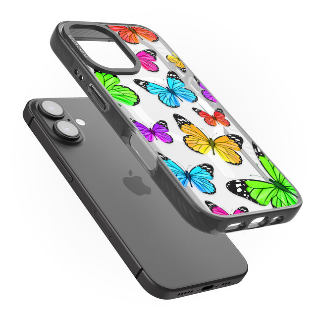 iPhone 16 Pro Max Vibrant Butterflies Black Impact Phone Case