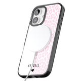 iPhone 16 Pro Max Personalised Pink & White Leopard Spots Black Impact Phone Case