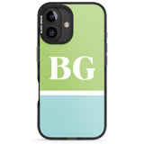 iPhone 16 Pro Max Personalised Colourblock: Green & Turquoise Black Impact Phone Case