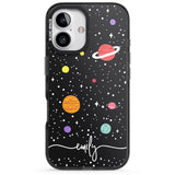 iPhone 16 Pro Max Personalised Cute Cartoon Planets Black Impact Phone Case