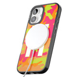 iPhone 16 Pro Max Personalised Bright Neon Camo Solid Monogram Black Impact Phone Case