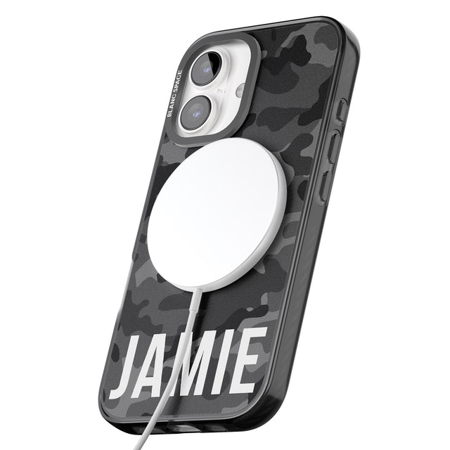 iPhone 16 Pro Max Personalised Horizontal Name Black Camouflage Black Impact Phone Case