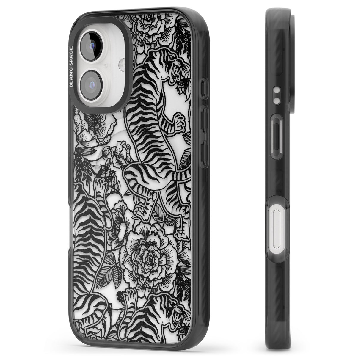 iPhone 16 Pro Max Personalised Chinese Tiger Pattern Black Impact Phone Case