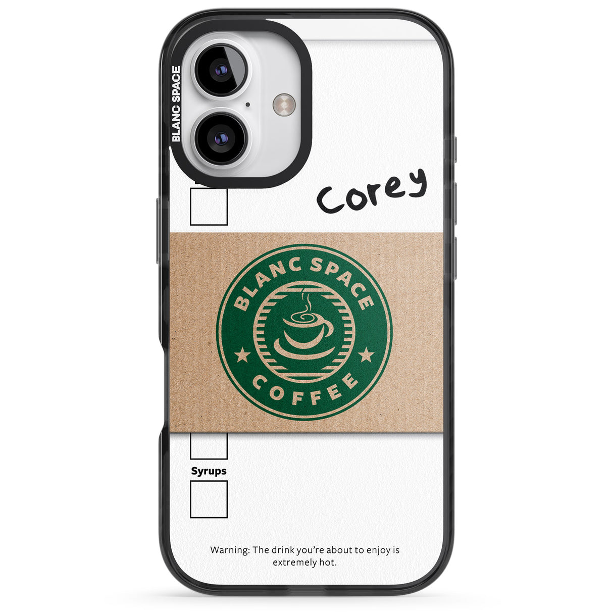 iPhone 16 Pro Max Personalised Coffee Cup Black Impact Phone Case