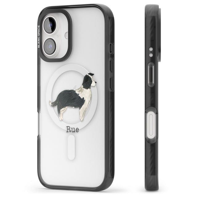 iPhone 16 Pro Max Personalised Border Collie Black Impact Phone Case