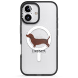 iPhone 16 Pro Max Personalised Hand Painted Sausage Dog Black Impact Phone Case