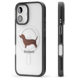 iPhone 16 Pro Max Personalised Hand Painted Sausage Dog Black Impact Phone Case