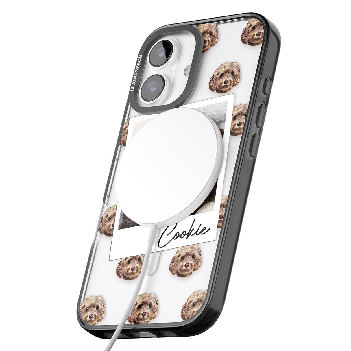 iPhone 16 Pro Max Personalised Cockapoo, Brown - Dog Photo Black Impact Phone Case