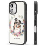 iPhone 16 Pro Max Personalised Australian Shepherd Watercolour Dog Portrait Black Impact Phone Case