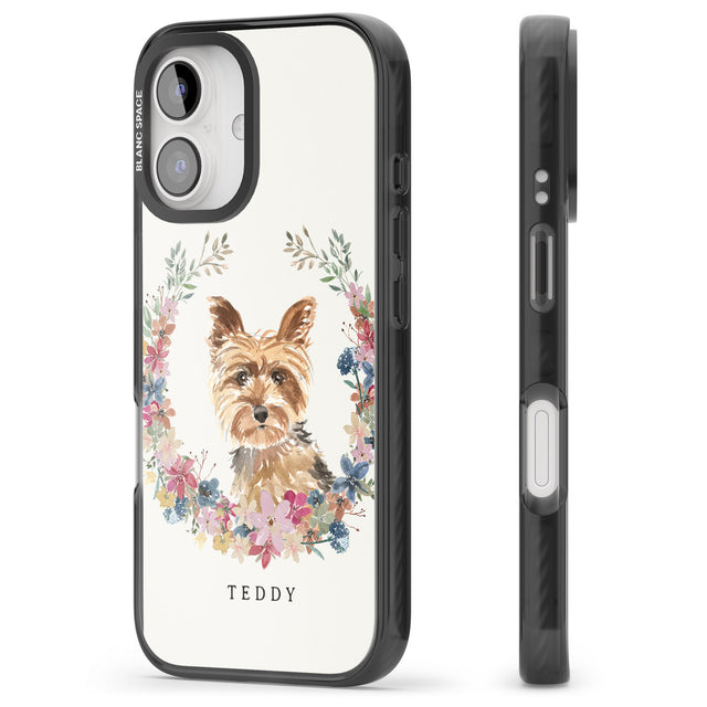 iPhone 16 Pro Max Personalised Yorkshire Terrier - Watercolour Dog Portrait Black Impact Phone Case