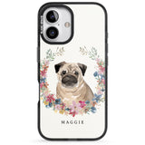 iPhone 16 Pro Max Personalised Pug - Watercolour Dog Portrait Black Impact Phone Case