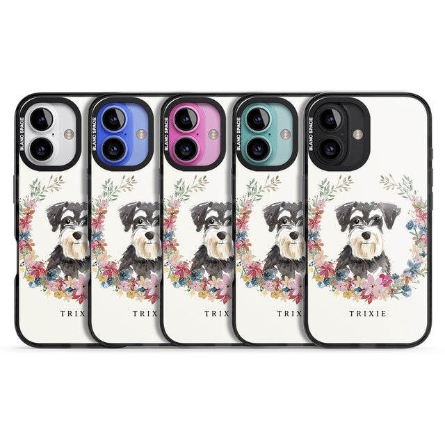 iPhone 16 Pro Max Personalised Miniature Schnauzer - Watercolour Dog Portrait Black Impact Phone Case