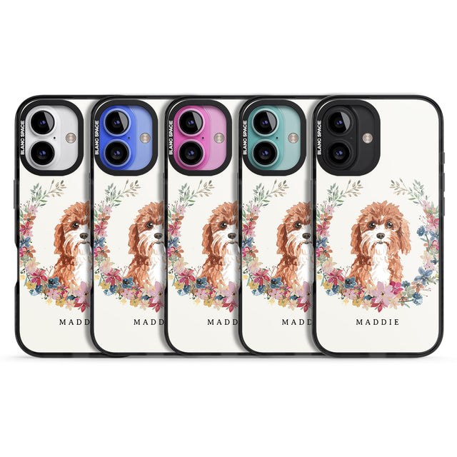 iPhone 16 Pro Max Personalised Cavapoo - Watercolour Dog Portrait Black Impact Phone Case