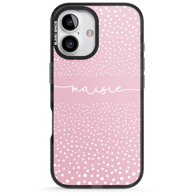 iPhone 16 Pro Max Personalised Pink Dots Black Impact Phone Case