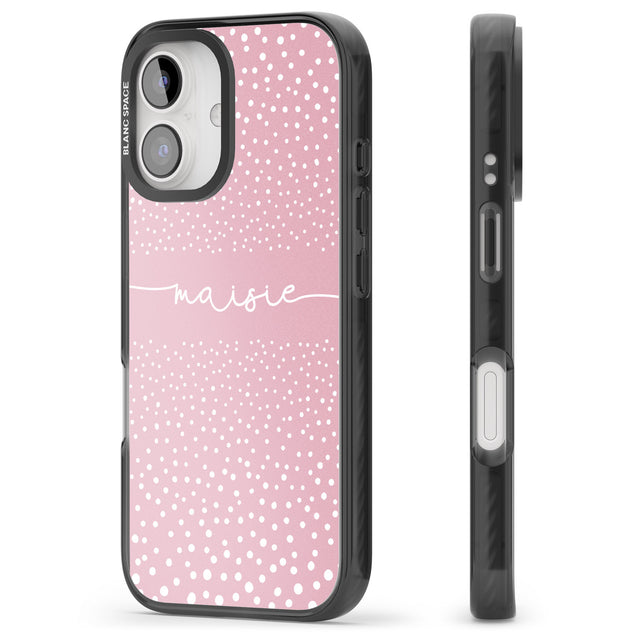 iPhone 16 Pro Max Personalised Pink Dots Black Impact Phone Case