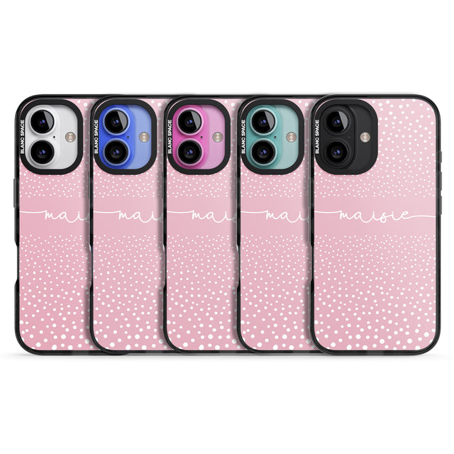 iPhone 16 Pro Max Personalised Pink Dots Black Impact Phone Case