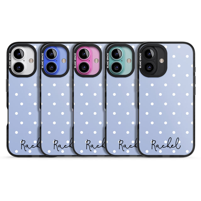 iPhone 16 Pro Max Personalised Simple Light Blue Dots Black Impact Phone Case