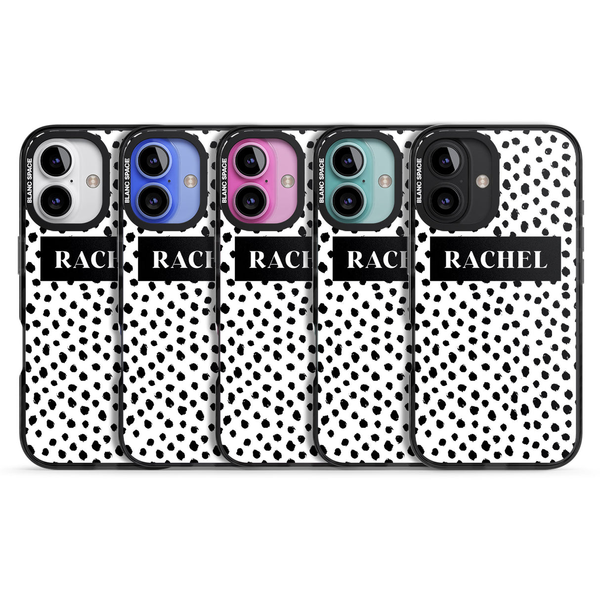 iPhone 16 Pro Max Personalised Black Bar & Dots Black Impact Phone Case