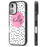 iPhone 16 Pro Max Personalised Pink Circle & Dots Black Impact Phone Case