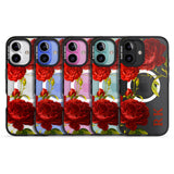 iPhone 16 Pro Max Personalised Clear Vintage Floral Red Roses Black Impact Phone Case