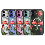 iPhone 16 Pro Max Personalised Clear Vintage Floral Pink Roses Black Impact Phone Case