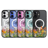 Personalised Summer Wildflowers Black Impact Magsafe Phone Case for iPhone 16, iPhone 16 Plus