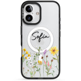 Personalised April Wildfowers Black Impact Magsafe Phone Case for iPhone 16, iPhone 16 Plus