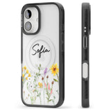 Personalised April Wildfowers Black Impact Magsafe Phone Case for iPhone 16, iPhone 16 Plus