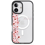 iPhone 16 Pro Max Personalised Cherry Blossoms & Stripes Black Impact Phone Case