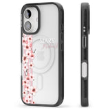 iPhone 16 Pro Max Personalised Cherry Blossoms & Stripes Black Impact Phone Case