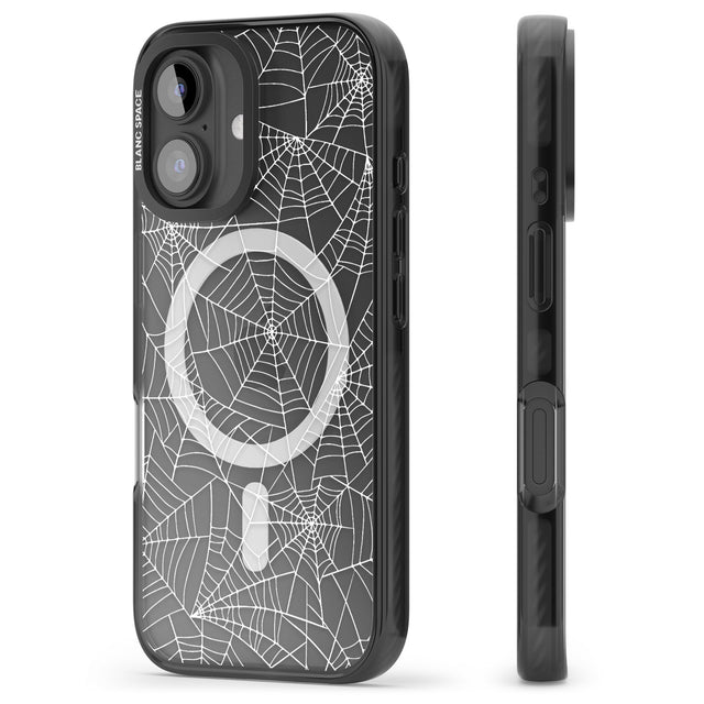 iPhone 16 Pro Max Personalised Spider Web Pattern Black Impact Phone Case