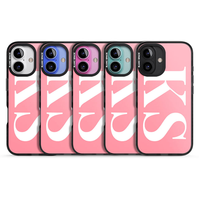 iPhone 16 Pro Max Personalised White & Pink Letters Black Impact Phone Case