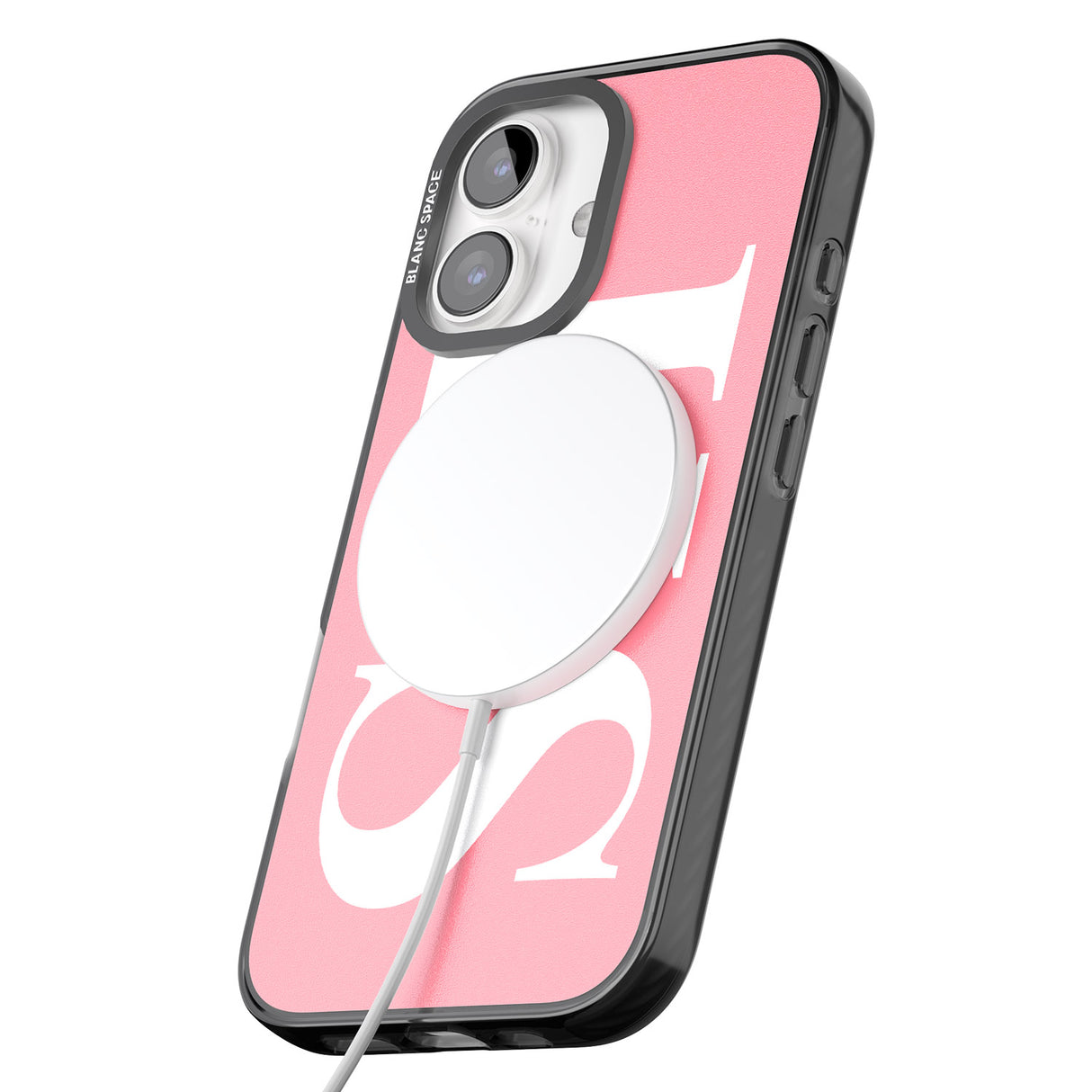 iPhone 16 Pro Max Personalised White & Pink Letters Black Impact Phone Case