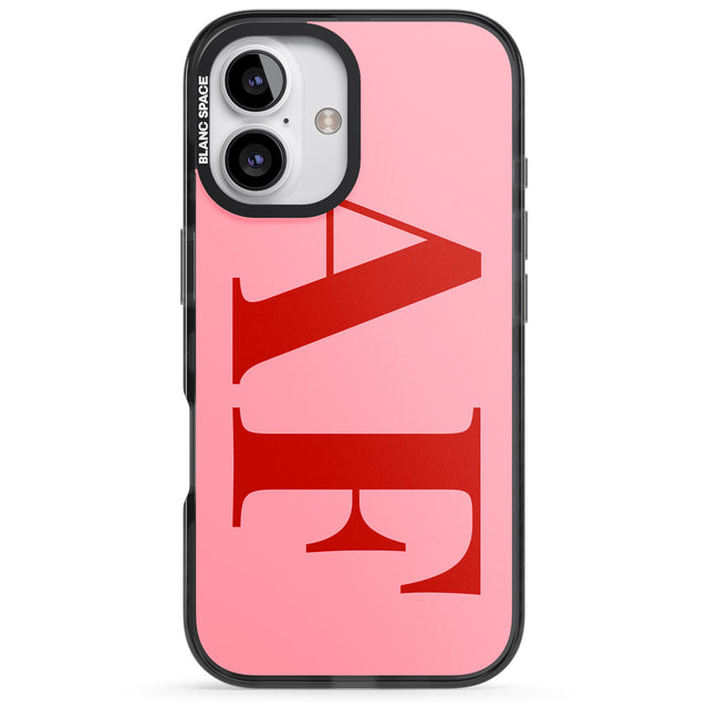 iPhone 16 Pro Max Personalised Red & Pink Letters Black Impact Phone Case