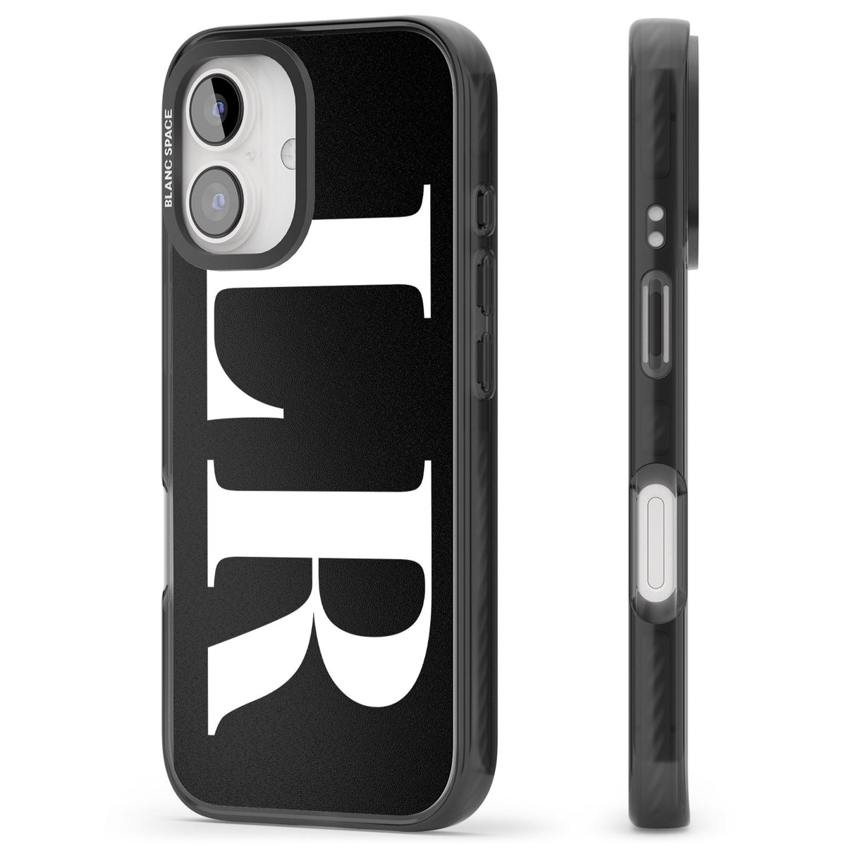 iPhone 16 Pro Max Personalised White & Black Letters Black Impact Phone Case