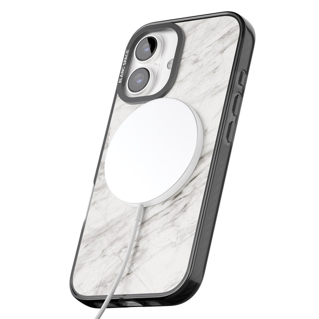 iPhone 16 Pro Max Personalised Light Grey & White Marble Texture Black Impact Phone Case