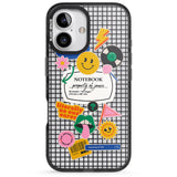 iPhone 16 Pro Max Personalised Sticker Mix on Grid Black Impact Phone Case